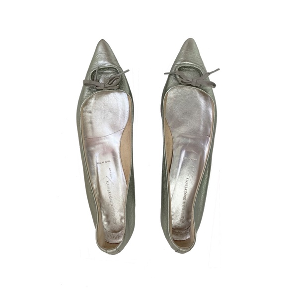 Vintage SIGERSON MORRISON ballet flats in mint green metallic leather - Picture 1 of 4